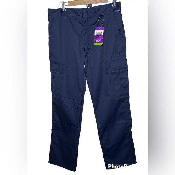 NWT Portwest Navy Cargo Work Pants Sz 34 - Picture 1 of 8